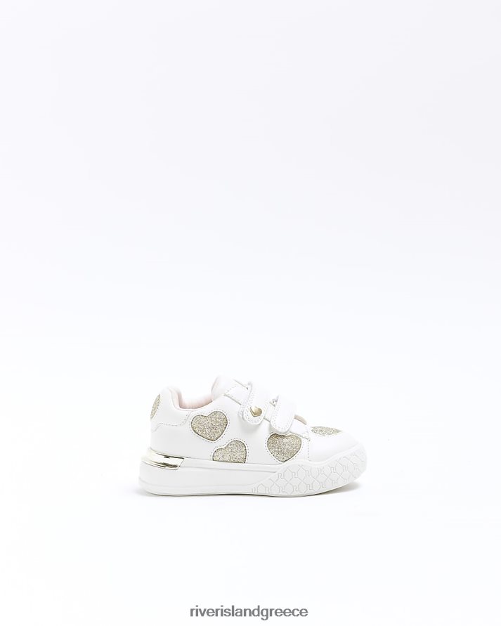 River Island είδη υπόδησης άσπρο κορίτσια mg γκλίτερ προπονητές καρδιάς B6N8X3580