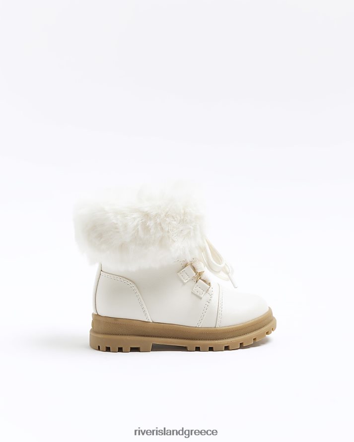 River Island είδη υπόδησης κρέμα κορίτσια mg μπότες πεζοπορίας με τεχνητή γούνα B6N8X6522