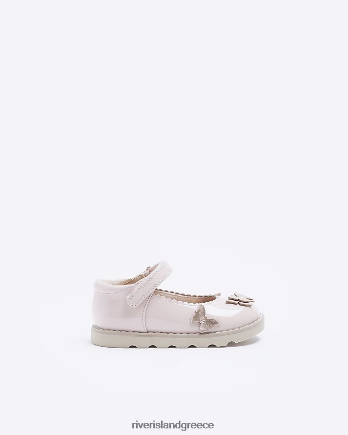 River Island είδη υπόδησης ροζ κορίτσια mg δερμάτινα παπούτσια πεταλούδας B6N8X6693