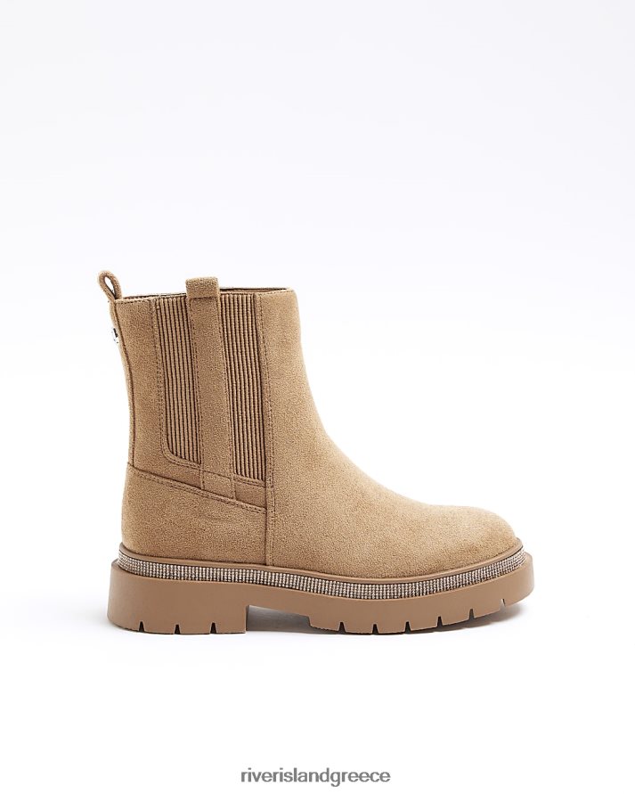 River Island είδη υπόδησης καφέ κορίτσια g μπότες από σουέντ διαμάντε B6N8X3177