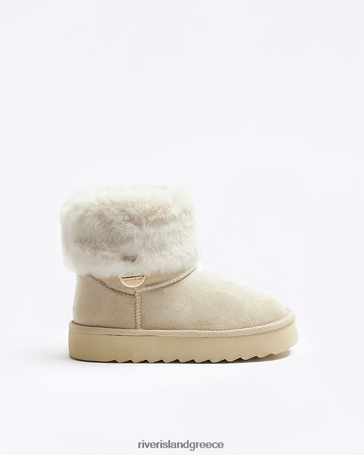 River Island είδη υπόδησης μπεζ κορίτσια g μπότες με επένδυση από ψεύτικη γούνα B6N8X6104