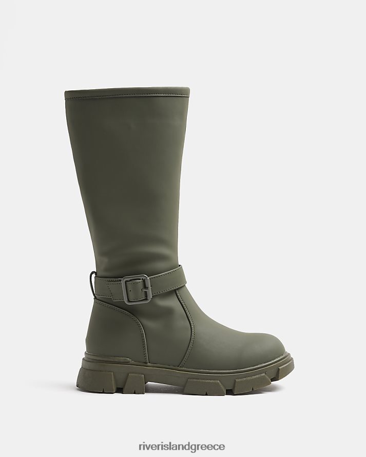 River Island είδη υπόδησης χακί κορίτσια g μπότες με καουτσούκ μέχρι το γόνατο B6N8X6355