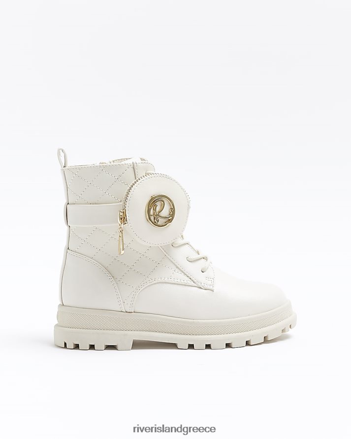 River Island είδη υπόδησης κρέμα κορίτσια g pu μπότες τσέπης από νάιλον B6N8X6120