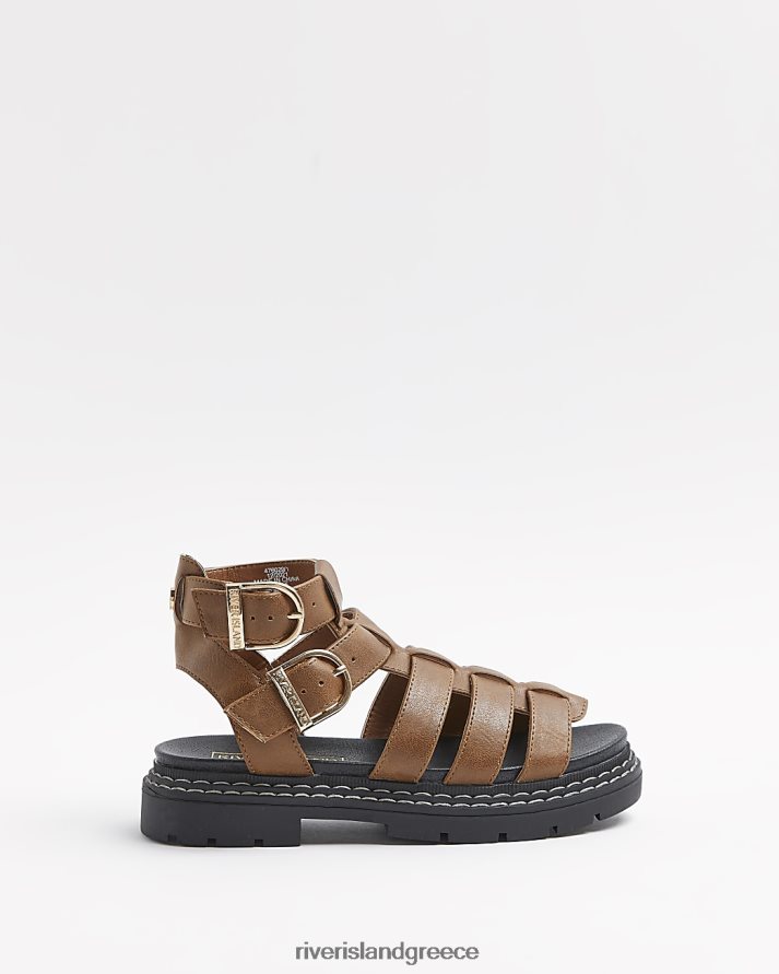 River Island είδη υπόδησης καφέ κορίτσια g σανδάλια μονομάχου B6N8X6329