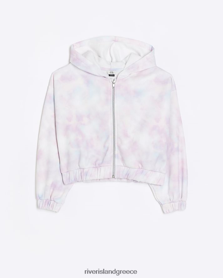 River Island ενδύματα ροζ κορίτσια γραβάτα βαφής με φερμουάρ επάνω κουκούλα B6N8X6314