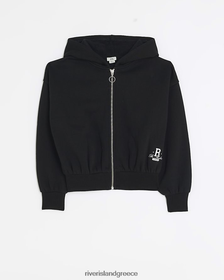 River Island ενδύματα μαύρος κορίτσια g φούτερ με φερμουάρ B6N8X3289