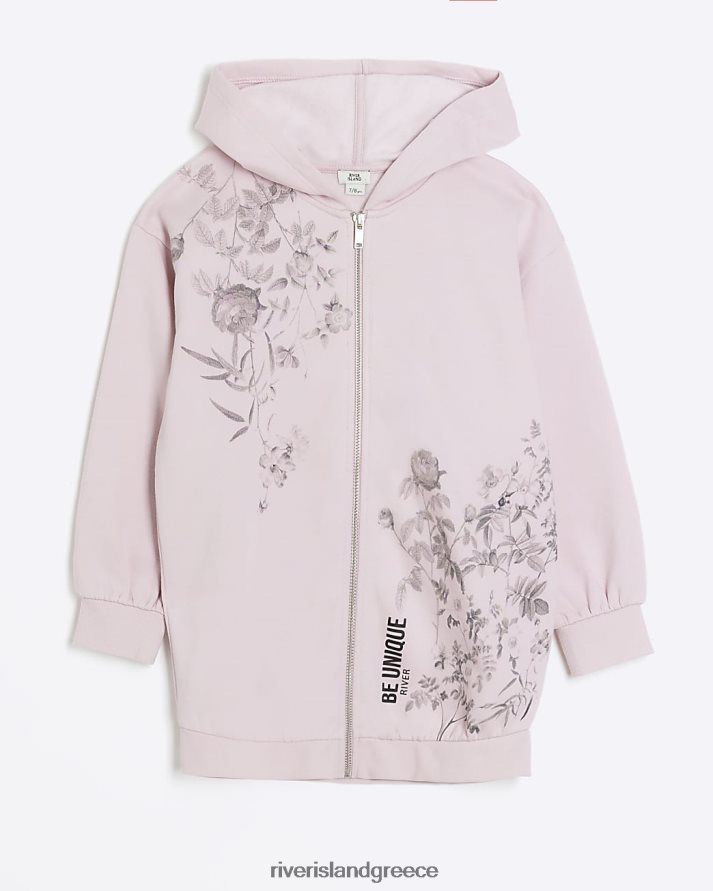 River Island ενδύματα ροζ κορίτσια g λουλουδένιο φούτερ με φερμουάρ B6N8X6048