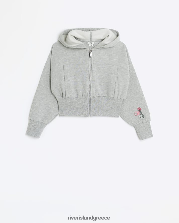 River Island ενδύματα γκρί κορίτσια g φούτερ με φερμουάρ B6N8X6286