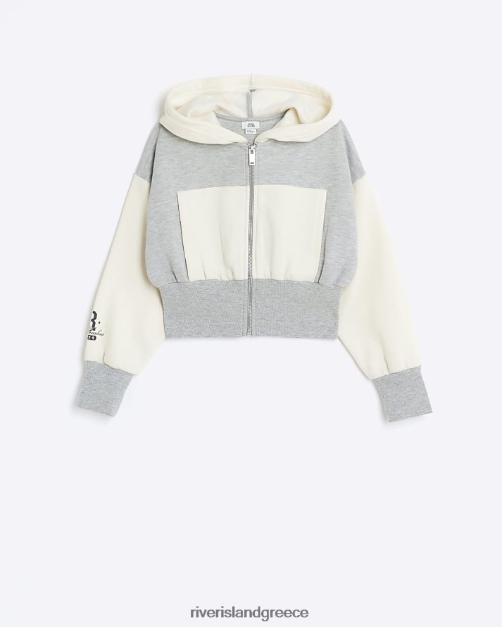 River Island ενδύματα γκρί κορίτσια g color block με κουκούλα με φερμουάρ B6N8X6298