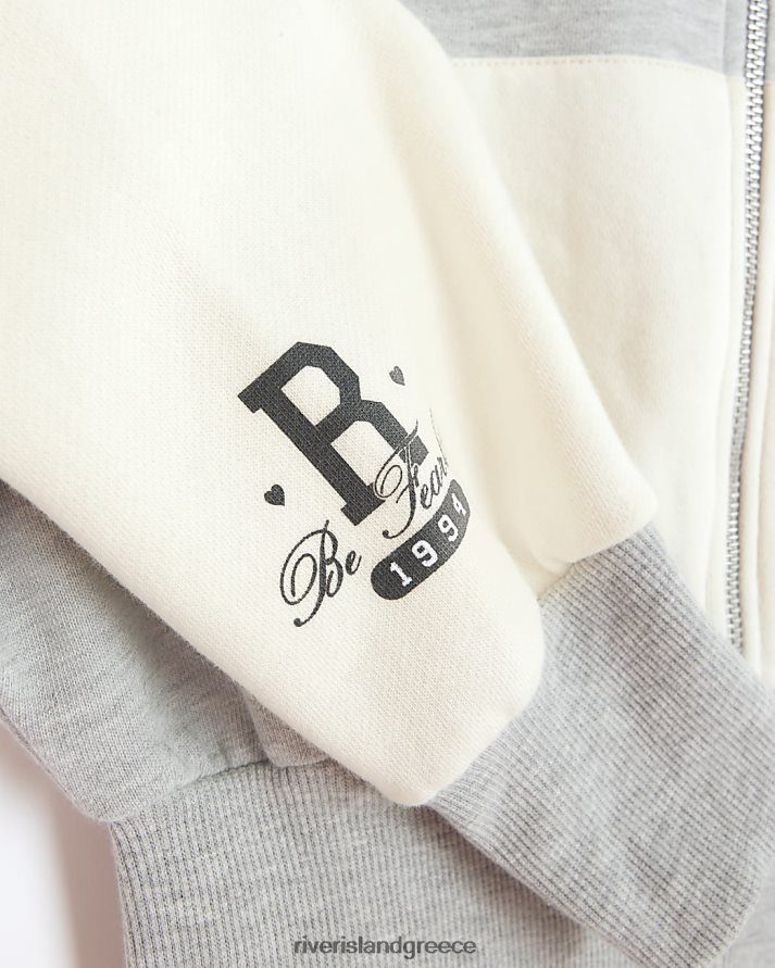 River Island ενδύματα γκρί κορίτσια g color block με κουκούλα με φερμουάρ B6N8X6298