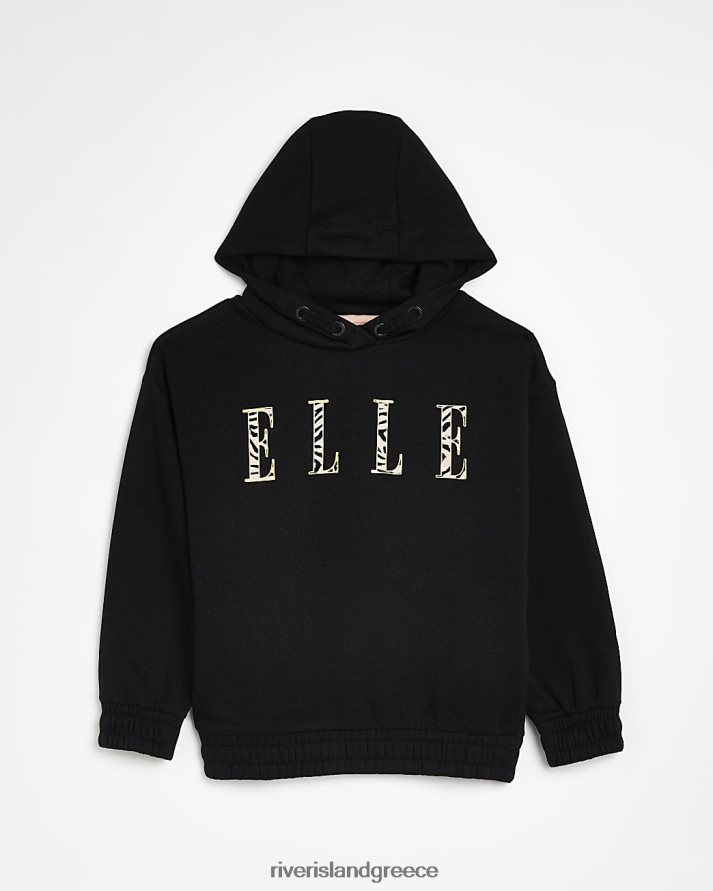 River Island ενδύματα μαύρος κορίτσια g elle με κουκούλα με λογότυπο ζώων μεγάλου μεγέθους B6N8X6482