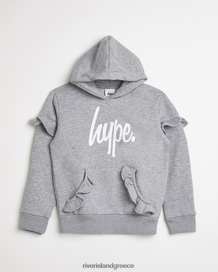 River Island ενδύματα γκρί κορίτσια g hype frill hoodie B6N8X6519