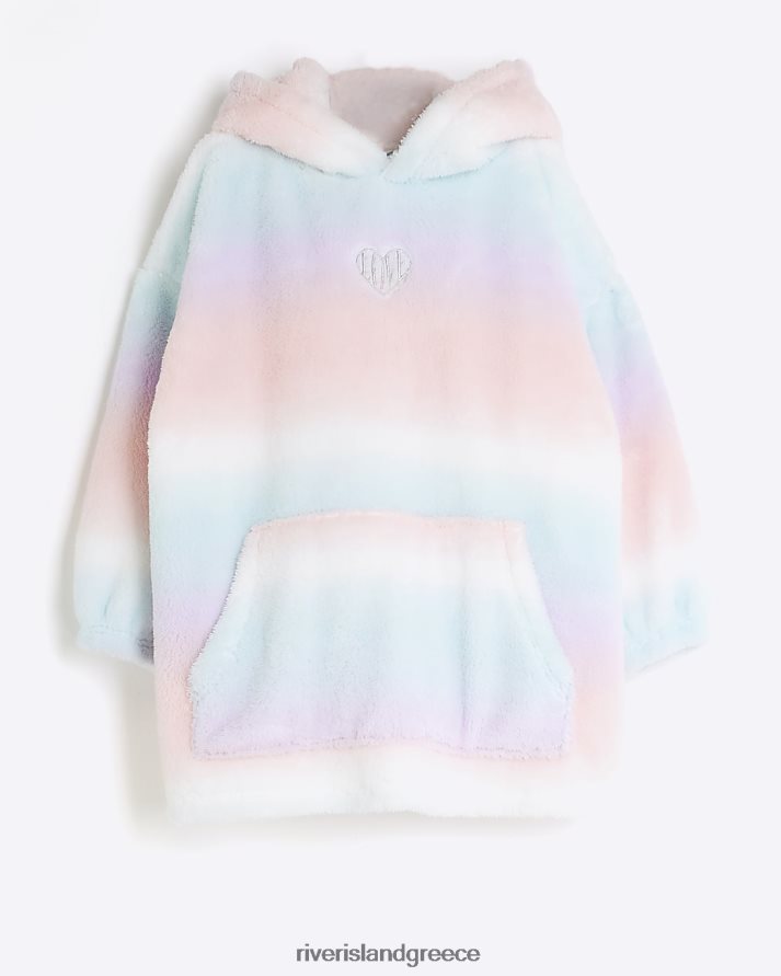 River Island ενδύματα ροζ κορίτσια g ombre fluffy άνετη κουβέρτα με κουκούλα B6N8X6147