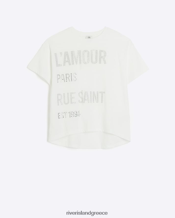 River Island ενδύματα άσπρο κορίτσια μπλουζάκι με καρφιά B6N8X6052