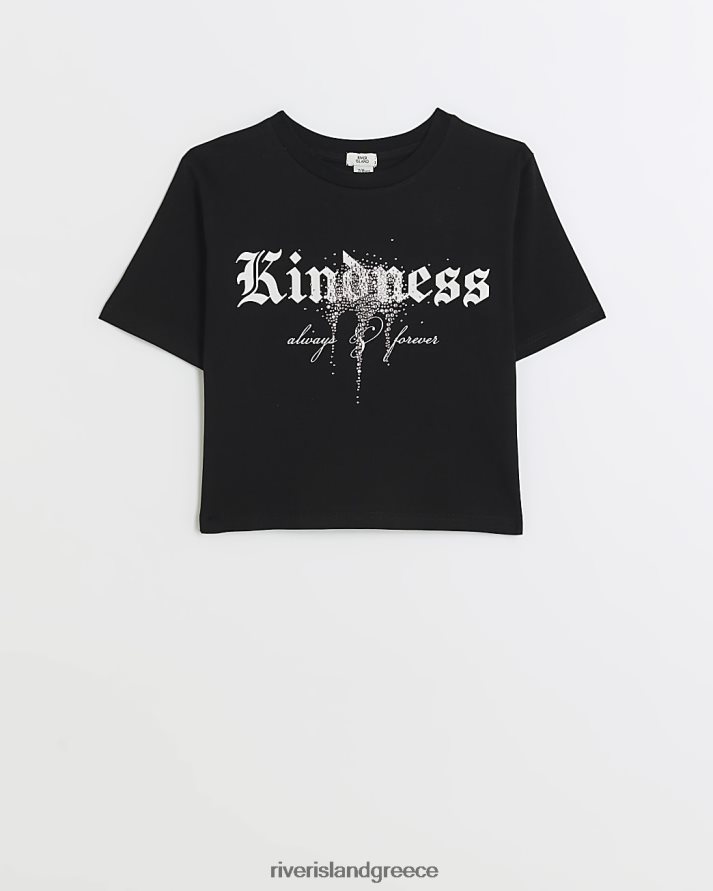 River Island ενδύματα μαύρος κορίτσια ζ καλοσύνη διακοσμημένο μπλουζάκι B6N8X6292