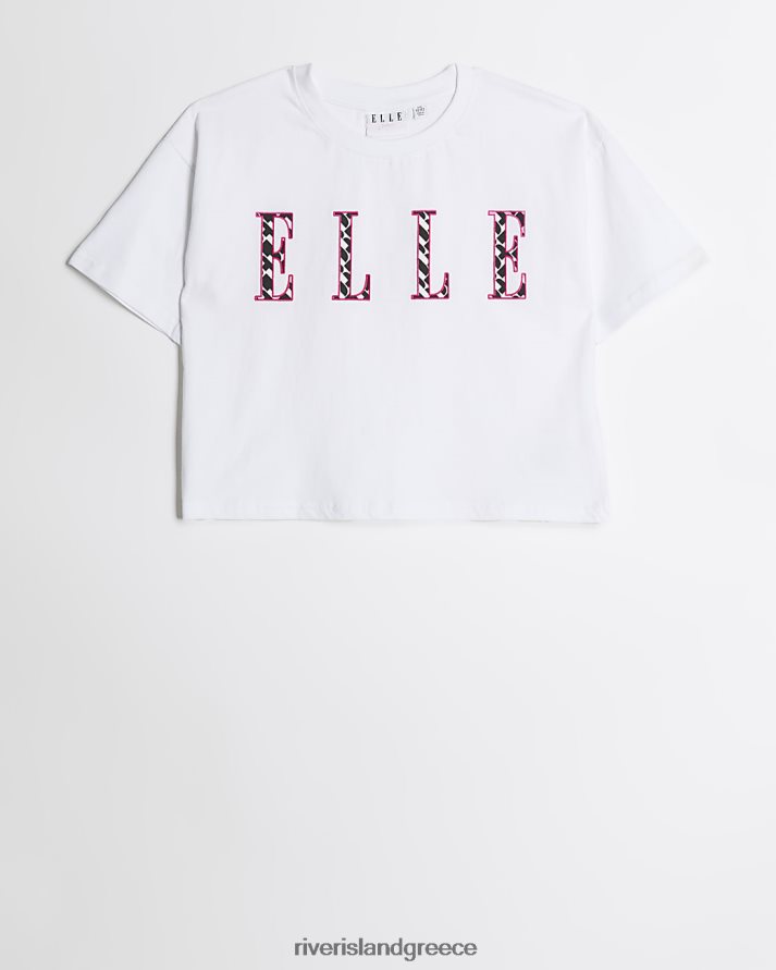 River Island ενδύματα άσπρο κορίτσια crop t-shirt με στάμπα g elle B6N8X3450