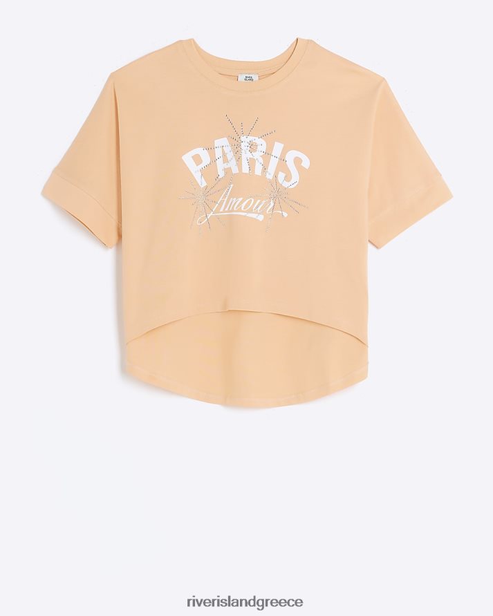 River Island ενδύματα κοράλλι κορίτσια g διακοσμημένο γραφικό μπλουζάκι B6N8X6122