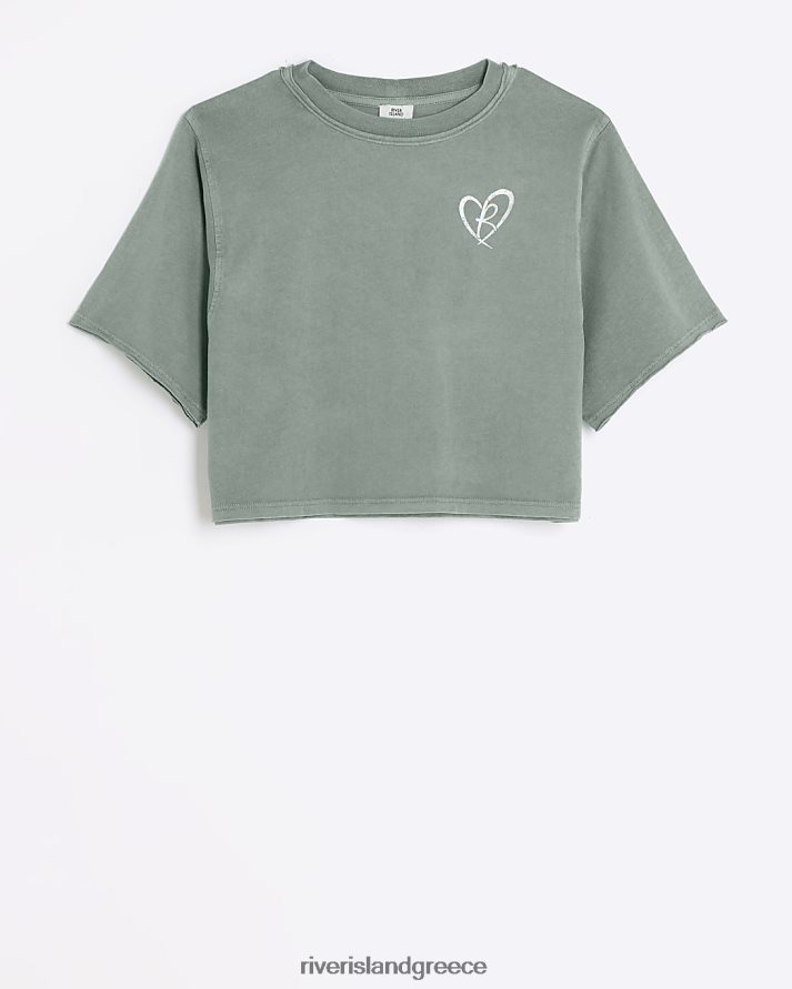 River Island ενδύματα χακί κορίτσια g σταγονομάνικο μπλουζάκι B6N8X6141