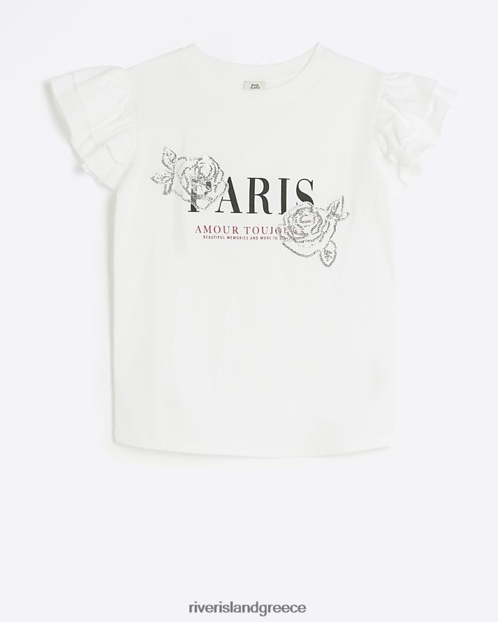 River Island ενδύματα άσπρο κορίτσια g Παρίσι γραφικό μπλουζάκι B6N8X6142