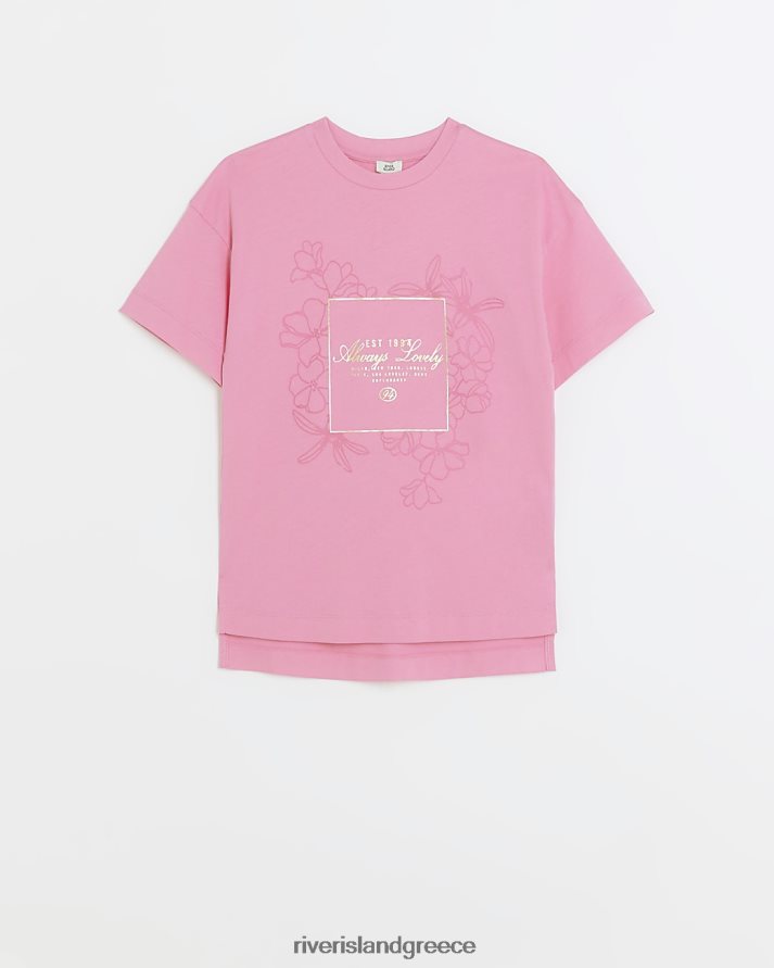 River Island ενδύματα ροζ κορίτσια g φλοράλ γραφικό μπλουζάκι B6N8X6191