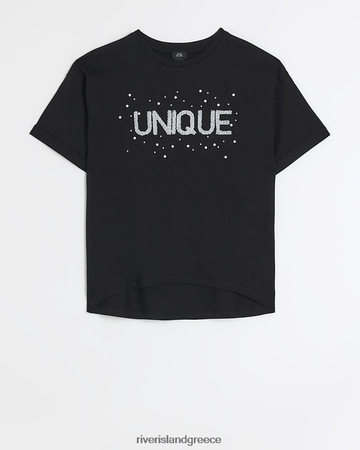 River Island ενδύματα μαύρος κορίτσια g διακοσμημένο γραφικό μπλουζάκι B6N8X6199