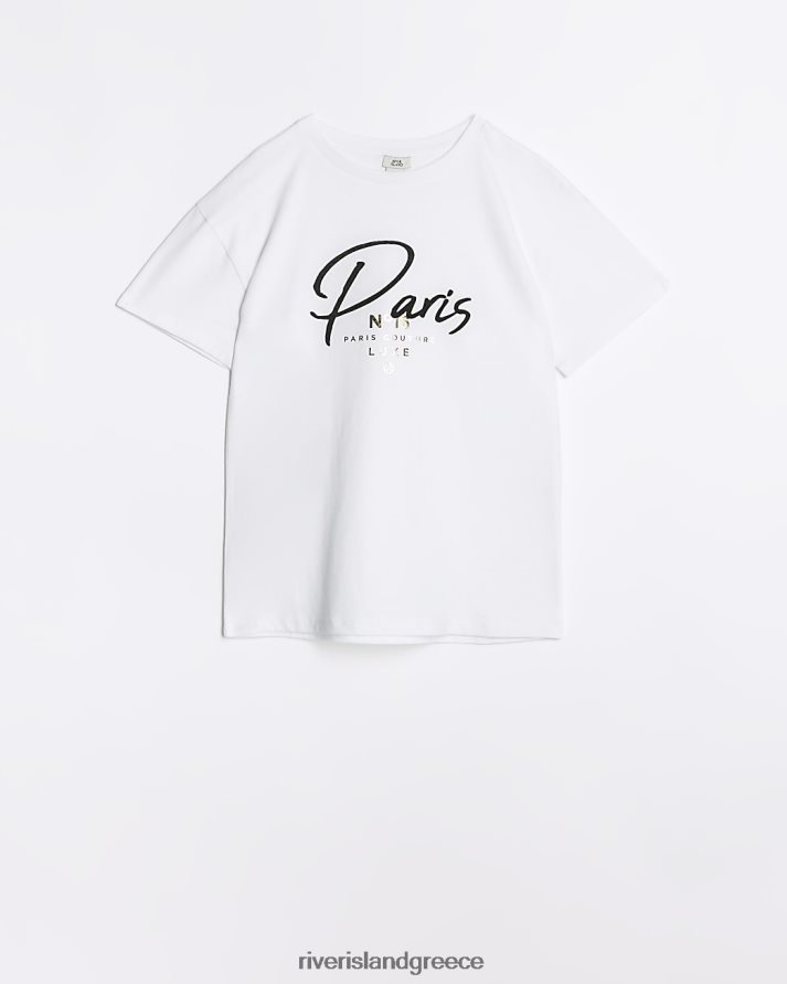 River Island ενδύματα άσπρο κορίτσια g Παρίσι γραφικό μπλουζάκι B6N8X6299