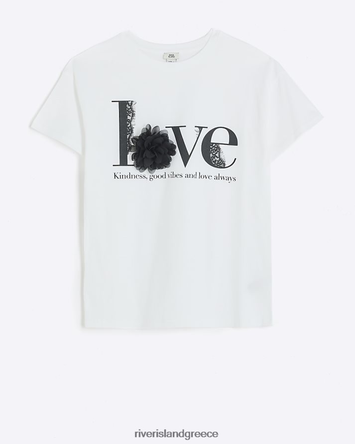 River Island ενδύματα άσπρο κορίτσια g corsage love t-shirt B6N8X6093