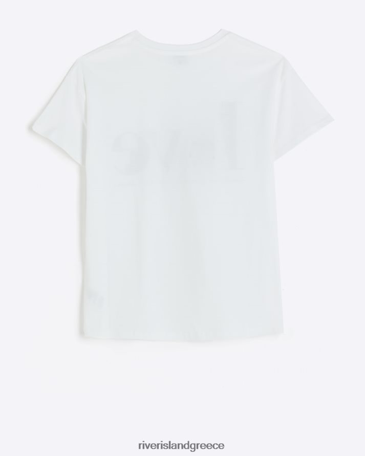 River Island ενδύματα άσπρο κορίτσια g corsage love t-shirt B6N8X6093