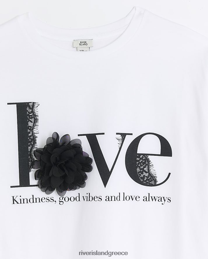 River Island ενδύματα άσπρο κορίτσια g corsage love t-shirt B6N8X6093