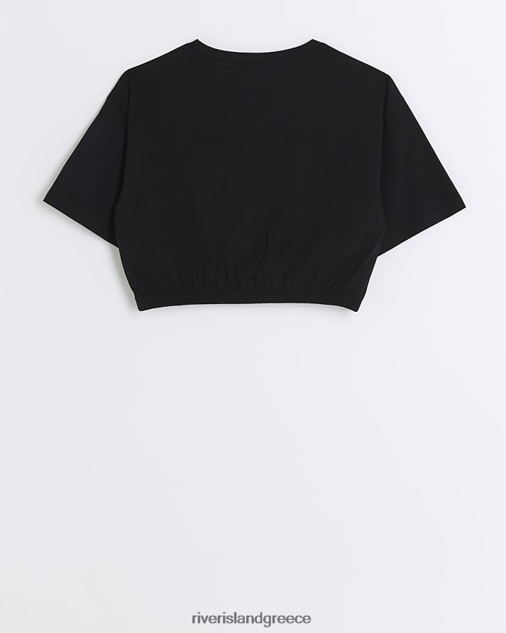 River Island ενδύματα μαύρος κορίτσια g cropped cinched cargo t-shirt B6N8X3260