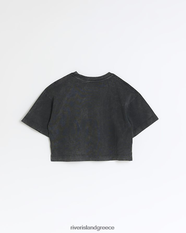 River Island ενδύματα γκρί κορίτσια g foil graphic crop t-shirt B6N8X6323