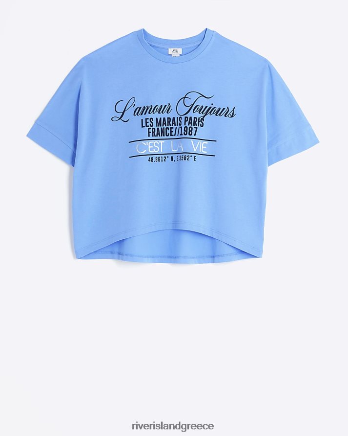 River Island ενδύματα μπλε κορίτσια g graphic crop t-shirt B6N8X3256