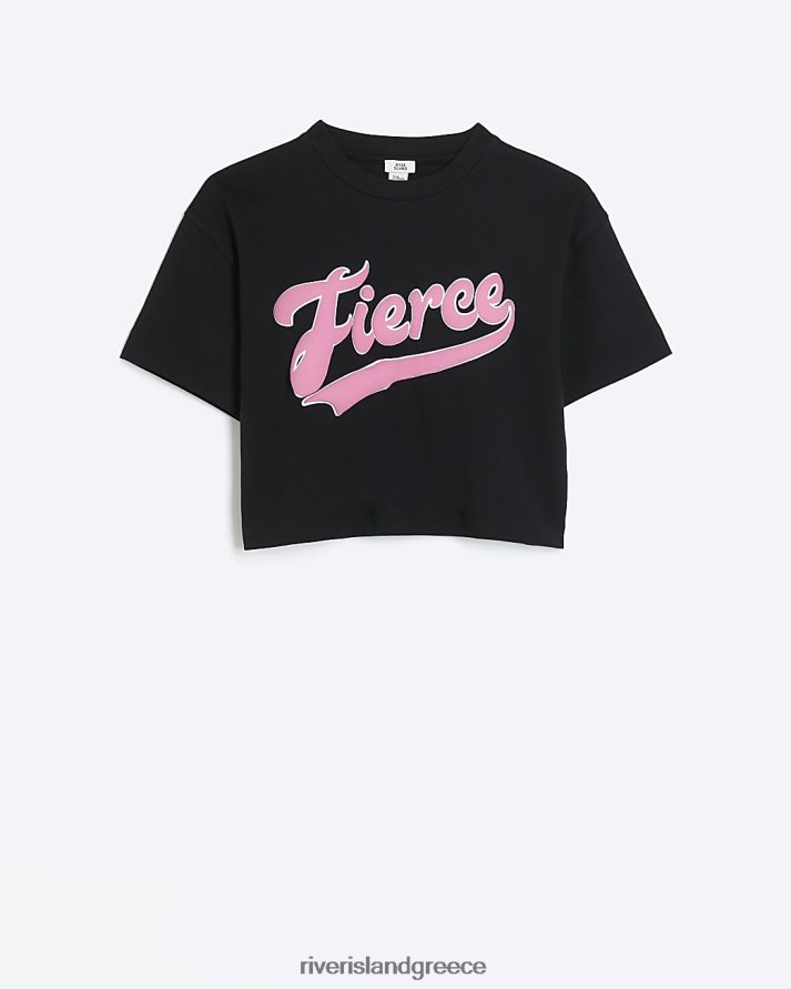 River Island ενδύματα μαύρος κορίτσια g graphic crop t-shirt B6N8X6313