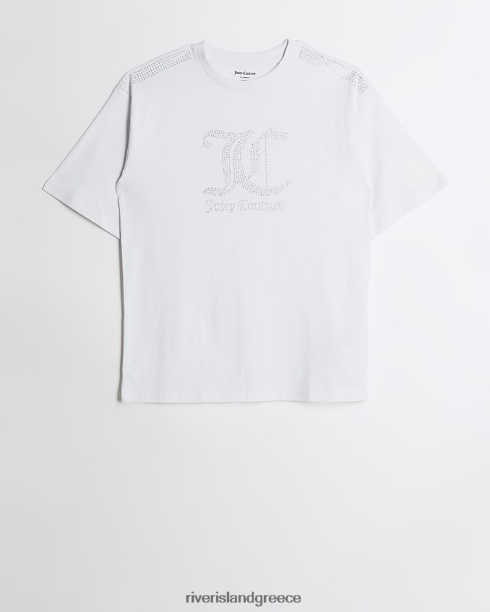 River Island ενδύματα άσπρο κορίτσια g juicy couture diamante t-shirt B6N8X6476