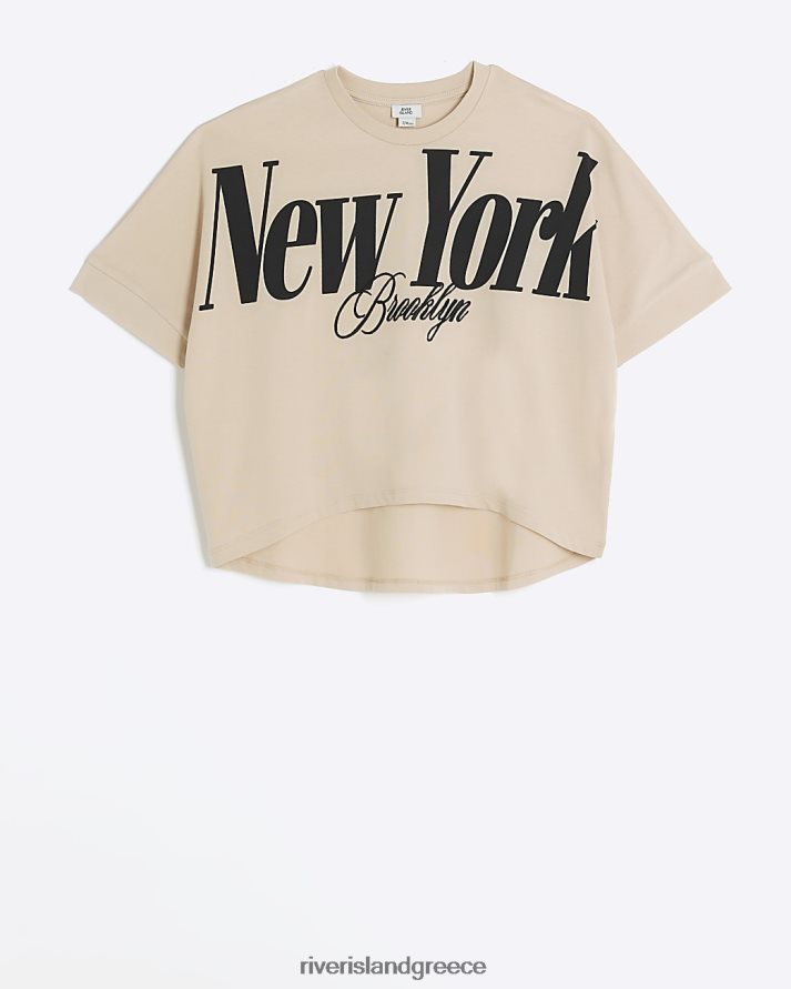 River Island ενδύματα καφέ κορίτσια g new york crop t-shirt B6N8X3257