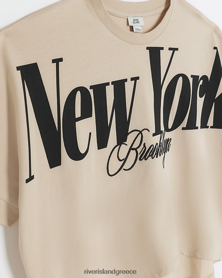 River Island ενδύματα καφέ κορίτσια g new york crop t-shirt B6N8X3257