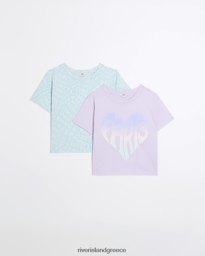 River Island ενδύματα μωβ κορίτσια g paris graphic t-shirts 2 pack B6N8X6258