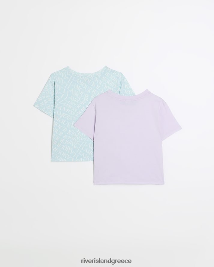 River Island ενδύματα μωβ κορίτσια g paris graphic t-shirts 2 pack B6N8X6258