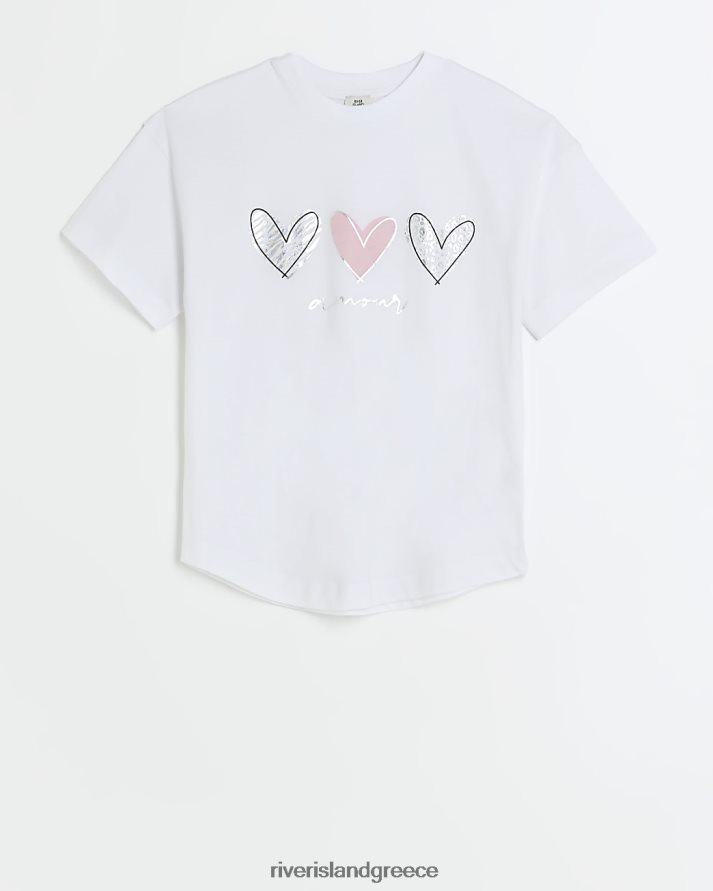 River Island ενδύματα άσπρο κορίτσια t-shirt με στάμπα καρδιάς B6N8X6100