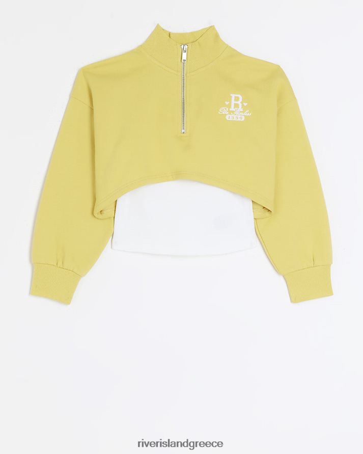 River Island ενδύματα κίτρινος κορίτσια g φούτερ με λαιμόκοψη 2 σε 1 B6N8X3186