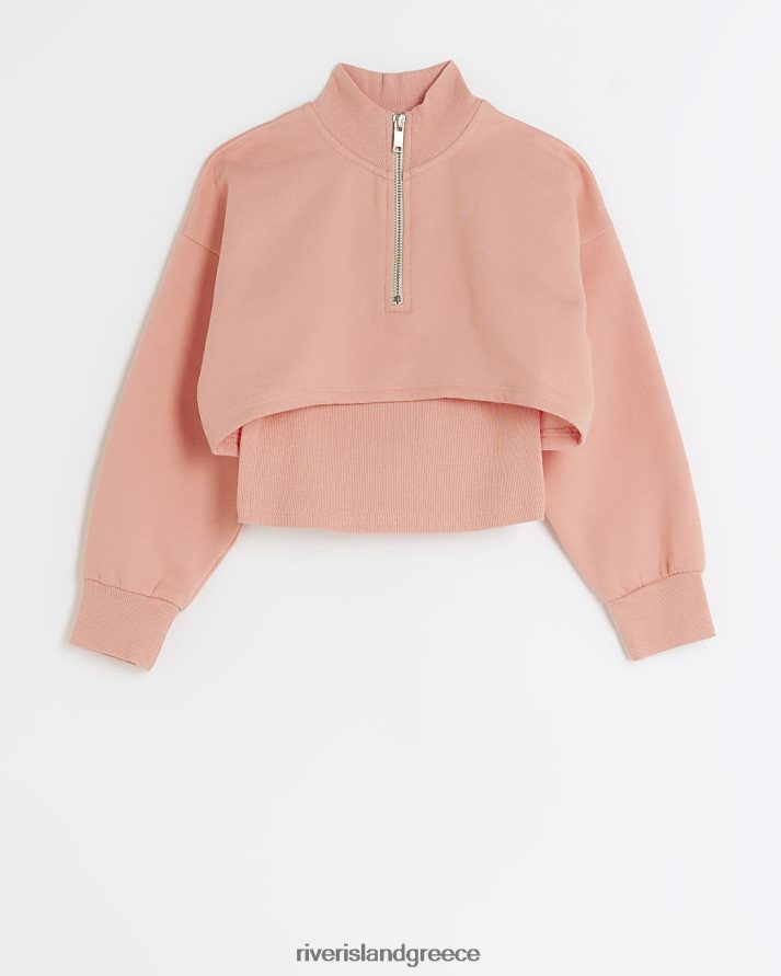 River Island ενδύματα κοράλλι κορίτσια g φούτερ με λαιμόκοψη 2 σε 1 B6N8X3188