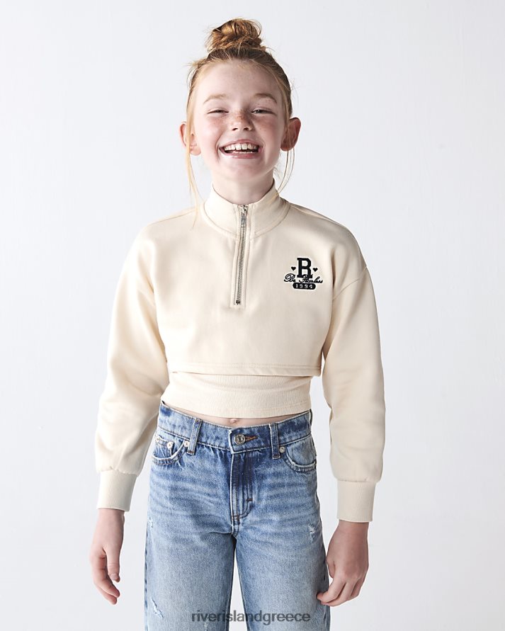 River Island ενδύματα κρέμα κορίτσια g φούτερ με χωνί B6N8X3185