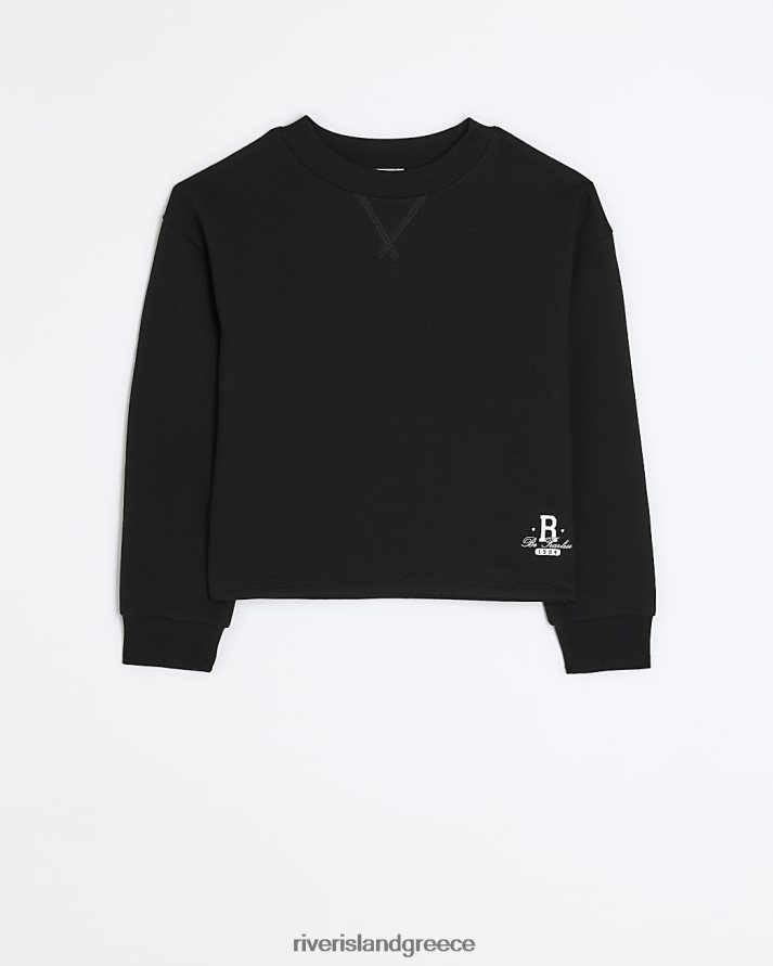 River Island ενδύματα μαύρος κορίτσια g απλό φούτερ B6N8X3262
