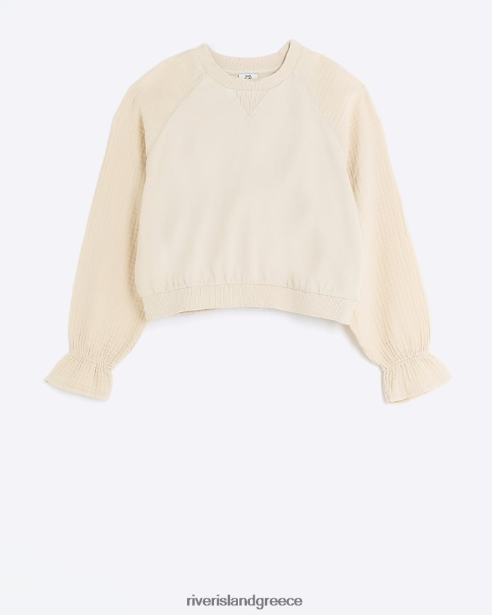 River Island ενδύματα καφέ κορίτσια g φούτερ με ανάγλυφο μανίκι B6N8X3298