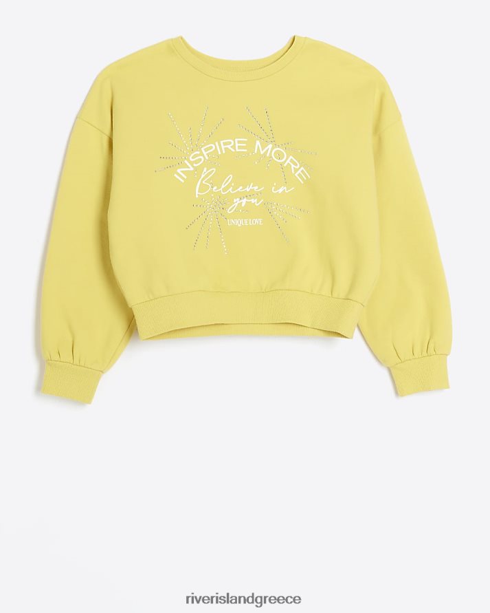 River Island ενδύματα κίτρινος κορίτσια g διακοσμημένο φούτερ B6N8X6173