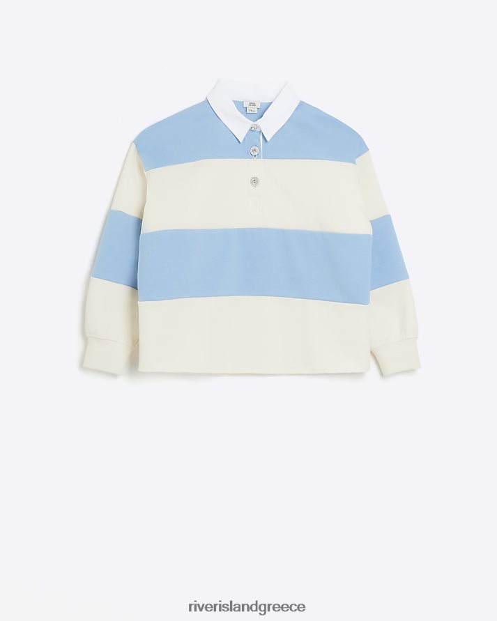 River Island ενδύματα μπλε κορίτσια g φούτερ με ριγέ γιακά B6N8X6245