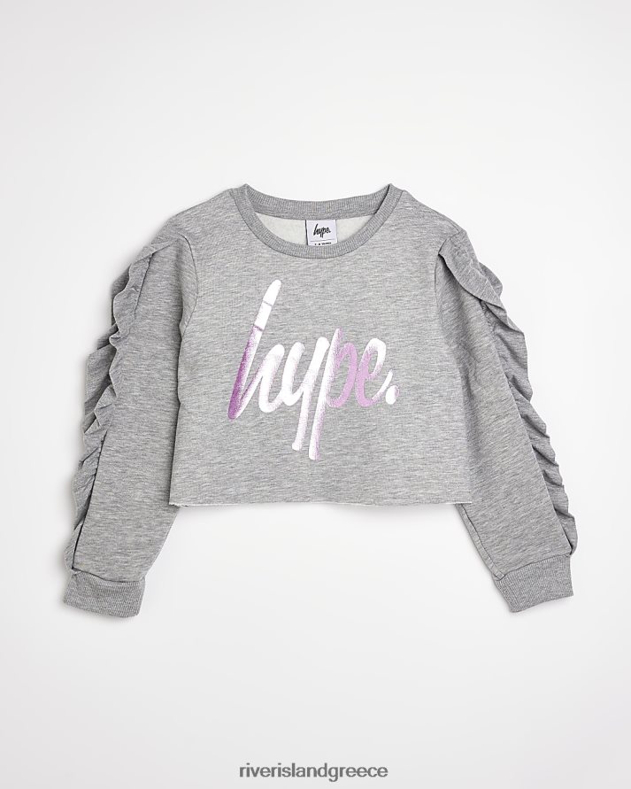 River Island ενδύματα γκρί κορίτσια g φούτερ με βολάν με μανίκια B6N8X6515