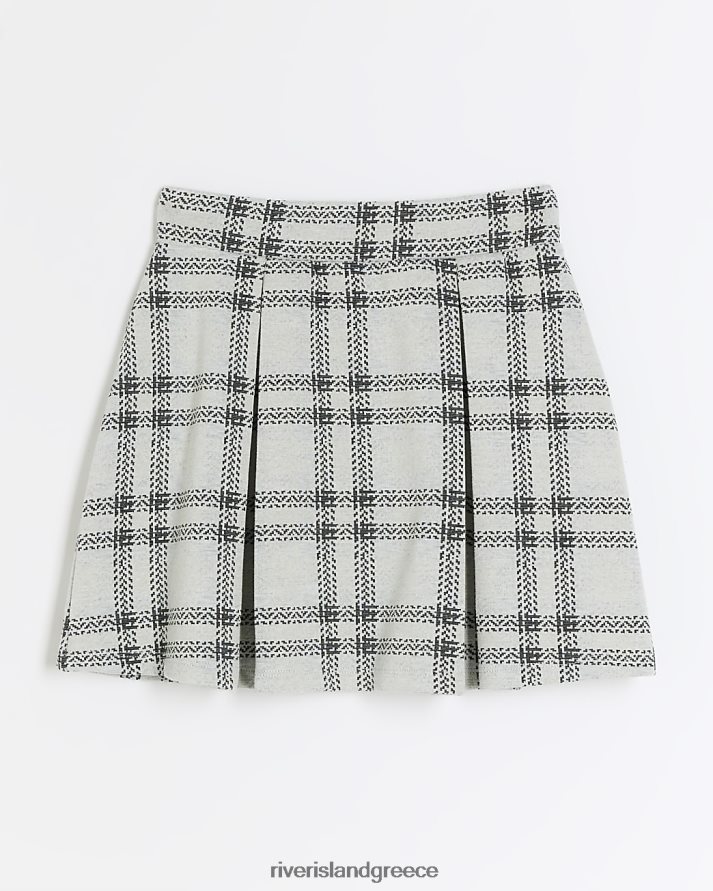 River Island ενδύματα γκρί κορίτσια ζ τσέκα πλισέ φούστα B6N8X6064