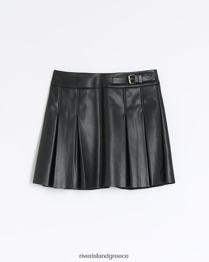 River Island ενδύματα μαύρος κορίτσια g φούστα από τεχνητό δέρμα πλισέ B6N8X6177