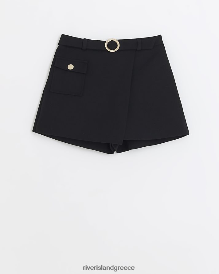 River Island ενδύματα μαύρος κορίτσια g σορτς φορτίου με περιτύλιγμα με ζώνη B6N8X6208